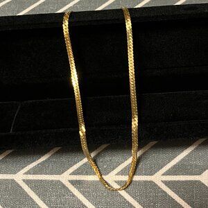 Givenchy Shiny Gold Wide Herringbone Chain Fashion Necklace 16"